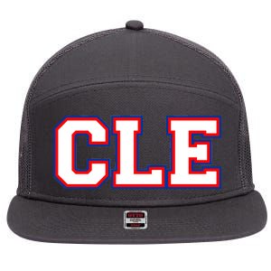 CLE Cleveland, Ohio College Letters Baseball Colors 7 Panel Mesh Trucker Snapback Hat