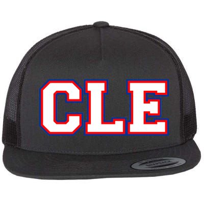 CLE Cleveland, Ohio College Letters Baseball Colors Flat Bill Trucker Hat