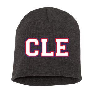 CLE Cleveland, Ohio College Letters Baseball Colors Short Acrylic Beanie