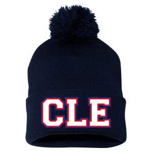 CLE Cleveland, Ohio College Letters Baseball Colors Pom Pom 12in Knit Beanie