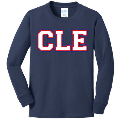 CLE Cleveland, Ohio College Letters Baseball Colors Kids Long Sleeve Shirt