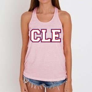 CLE Cleveland, Ohio College Letters Baseball Colors Women's Knotted Racerback Tank