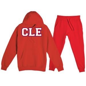 CLE Cleveland, Ohio College Letters Baseball Colors Premium Hooded Sweatsuit Set