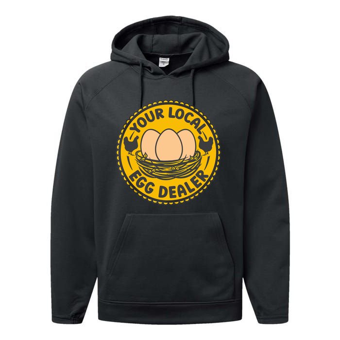 Chicken Local Egg Dealer Funny Egg Supplier Support Chicken Performance Fleece Hoodie