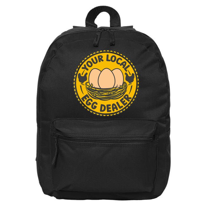 Chicken Local Egg Dealer Funny Egg Supplier Support Chicken 16 in Basic Backpack