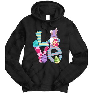 Cute Love Easter Gnome Egg Hunting Bunny Easter Tie Dye Hoodie