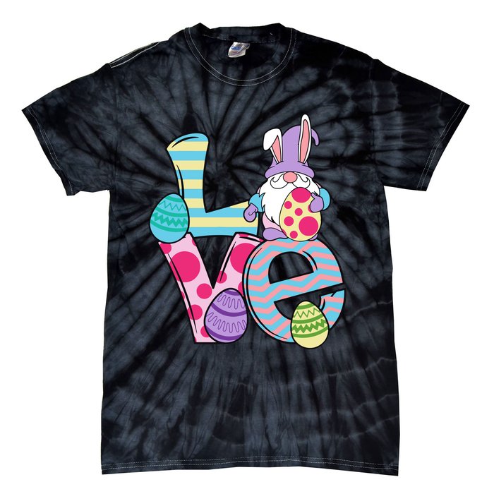 Cute Love Easter Gnome Egg Hunting Bunny Easter Tie-Dye T-Shirt