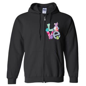 Cute Love Easter Gnome Egg Hunting Bunny Easter Full Zip Hoodie