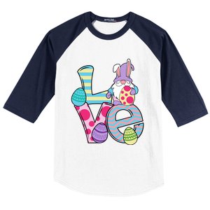 Cute Love Easter Gnome Egg Hunting Bunny Easter Baseball Sleeve Shirt