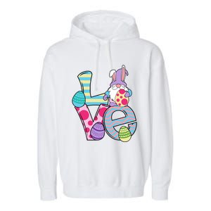 Cute Love Easter Gnome Egg Hunting Bunny Easter Garment-Dyed Fleece Hoodie