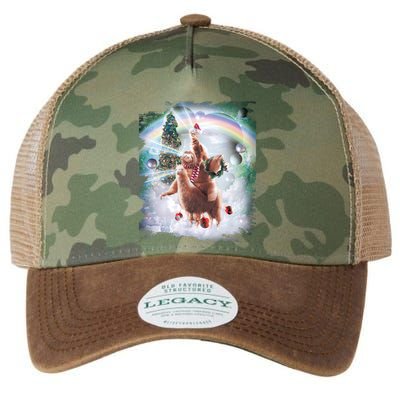 Christmas Laser Eyes Space Cat Riding Sloth Lama Xmas Gift Legacy Tie Dye Trucker Hat