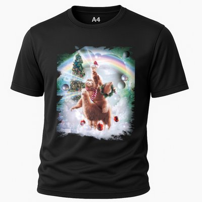 Christmas Laser Eyes Space Cat Riding Sloth Lama Xmas Gift Performance Shirt