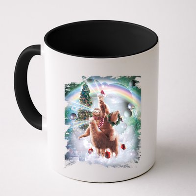 Christmas Laser Eyes Space Cat Riding Sloth Lama Xmas Gift Mug