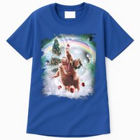 Christmas Laser Eyes Space Cat Riding Sloth Lama Xmas Gift Tall T-Shirt