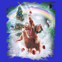 Christmas Laser Eyes Space Cat Riding Sloth Lama Xmas Gift Tall T-Shirt