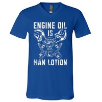 Car Lover Engine Oil Is Lotion Funny Auto Mechanic Cool Gift V-Neck T-Shirt