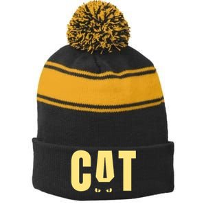 Cat Lover Ears Cute Gift Stripe Pom Pom Beanie