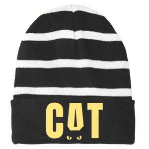 Cat Lover Ears Cute Gift Striped Beanie with Solid Band