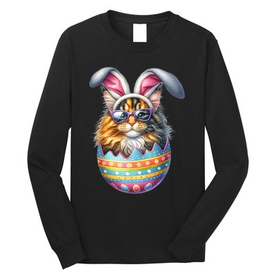 Cat Lover Easter Egg Happy Easter Bunny Ears Long Sleeve Shirt