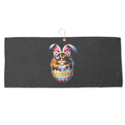 Cat Lover Easter Egg Happy Easter Bunny Ears Large Microfiber Waffle Golf Towel