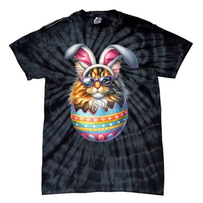 Cat Lover Easter Egg Happy Easter Bunny Ears Tie-Dye T-Shirt