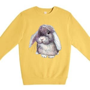 Cute Lop Eared Bunny Rabbit Artwork Funny Gift Premium Crewneck Sweatshirt