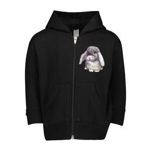 Cute Lop Eared Bunny Rabbit Artwork Funny Gift Toddler Zip Fleece Hoodie