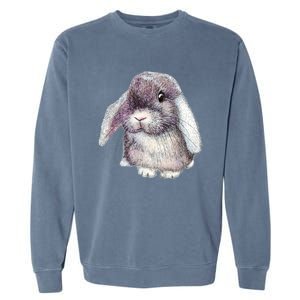 Cute Lop Eared Bunny Rabbit Artwork Funny Gift Garment-Dyed Sweatshirt