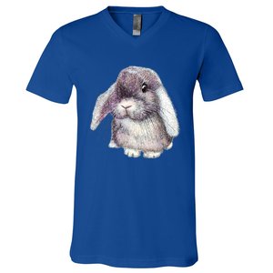 Cute Lop Eared Bunny Rabbit Artwork Funny Gift V-Neck T-Shirt