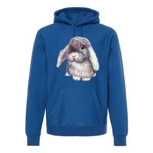 Cute Lop Eared Bunny Rabbit Artwork Funny Gift Premium Hoodie