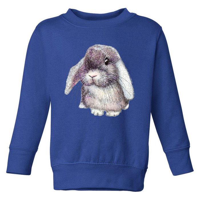 Cute Lop Eared Bunny Rabbit Artwork Funny Gift Toddler Sweatshirt