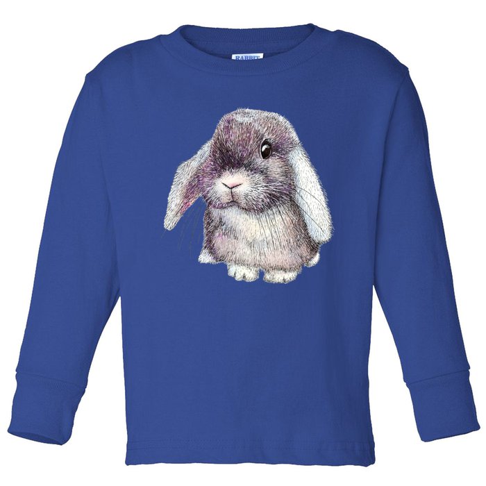 Cute Lop Eared Bunny Rabbit Artwork Funny Gift Toddler Long Sleeve Shirt