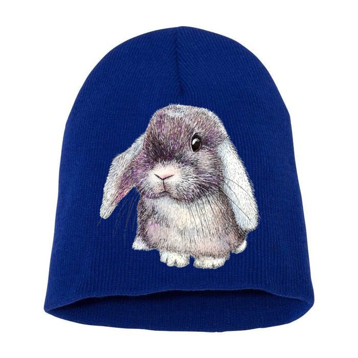 Cute Lop Eared Bunny Rabbit Artwork Funny Gift Short Acrylic Beanie