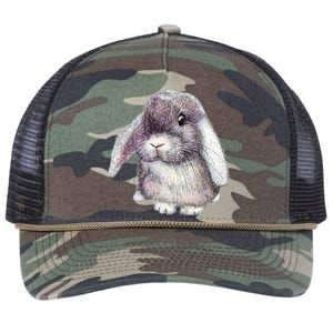 Cute Lop Eared Bunny Rabbit Artwork Funny Gift Retro Rope Trucker Hat Cap