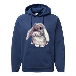 Cute Lop Eared Bunny Rabbit Artwork Funny Gift Performance Fleece Hoodie