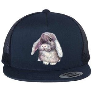 Cute Lop Eared Bunny Rabbit Artwork Funny Gift Flat Bill Trucker Hat