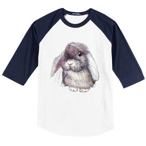 Cute Lop Eared Bunny Rabbit Artwork Funny Gift Baseball Sleeve Shirt