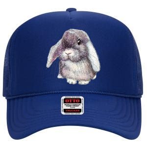 Cute Lop Eared Bunny Rabbit Artwork Funny Gift High Crown Mesh Back Trucker Hat