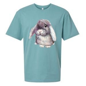 Cute Lop Eared Bunny Rabbit Artwork Funny Gift Sueded Cloud Jersey T-Shirt