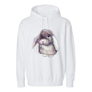 Cute Lop Eared Bunny Rabbit Artwork Funny Gift Garment-Dyed Fleece Hoodie