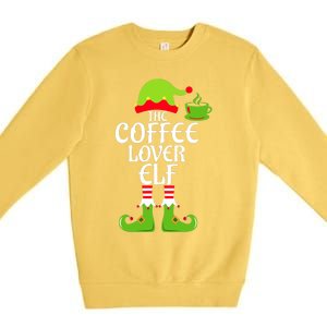 Coffee Lover Elf Matching Family Group Christmas Party Xmas Premium Crewneck Sweatshirt