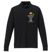 Coffee Lover Elf Matching Family Group Christmas Party Xmas Performance Long Sleeve Polo