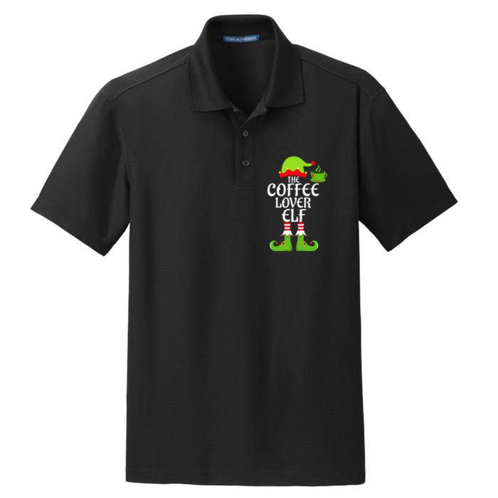 Coffee Lover Elf Matching Family Group Christmas Party Xmas Dry Zone Grid Polo