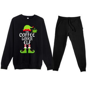 Coffee Lover Elf Matching Family Group Christmas Party Xmas Premium Crewneck Sweatsuit Set