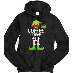 Coffee Lover Elf Matching Family Group Christmas Party Xmas Tie Dye Hoodie