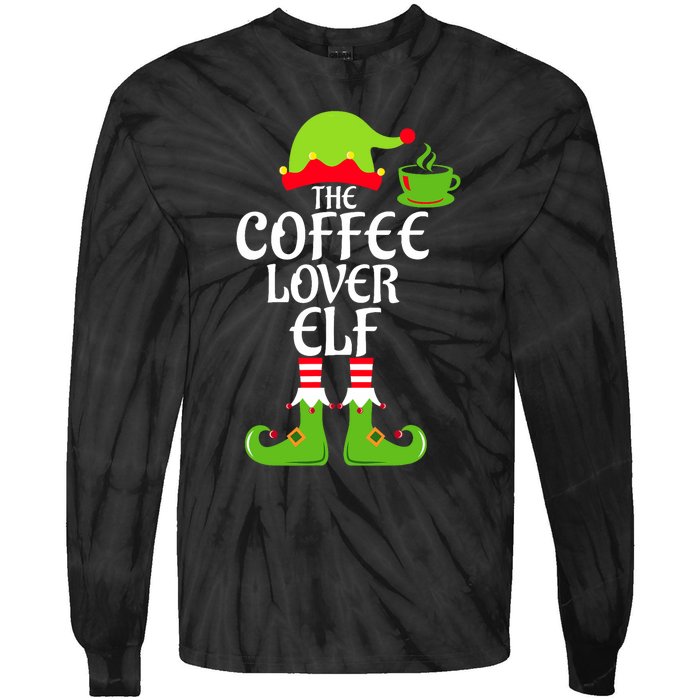 Coffee Lover Elf Matching Family Group Christmas Party Xmas Tie-Dye Long Sleeve Shirt