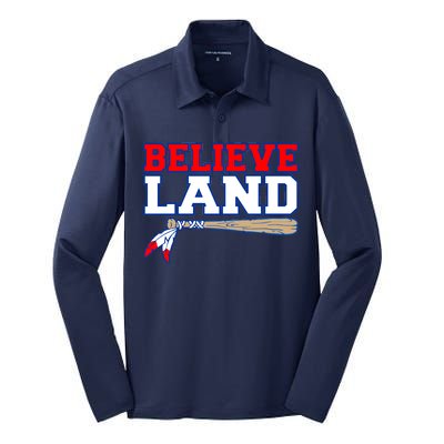 Cleveland Believe Land Baseball Bat Silk Touch Performance Long Sleeve Polo