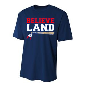 Cleveland Believe Land Baseball Bat Performance Sprint T-Shirt