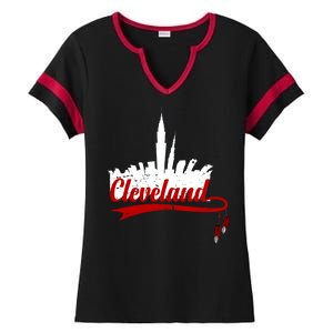 Cleveland City Baseball Fan Ladies Halftime Notch Neck Tee