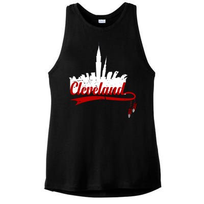 Cleveland City Baseball Fan Ladies PosiCharge Tri-Blend Wicking Tank